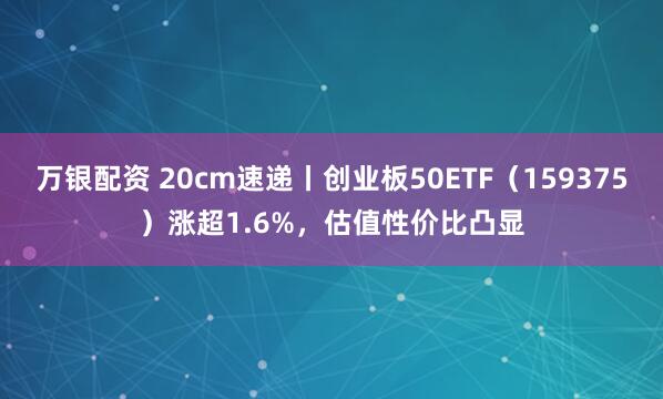万银配资 20cm速递丨创业板50ETF（159375）涨超1.6%，估值性价比凸显
